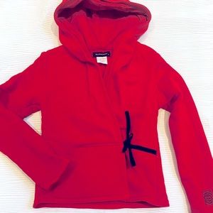 Burberry Red Hooded Sweatshirt w Navy Embellishments-Sz 6